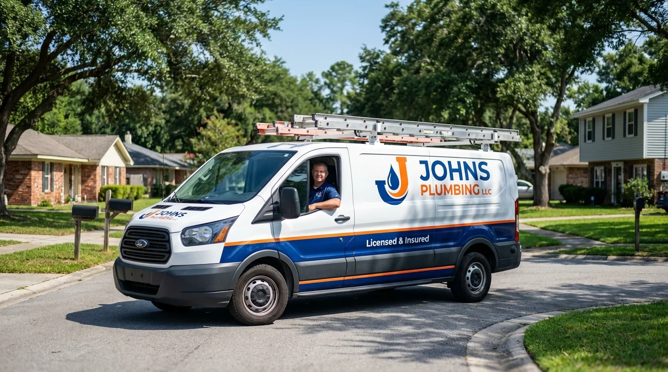 Johns Plumbing LLC service van in Pennsville, NJ