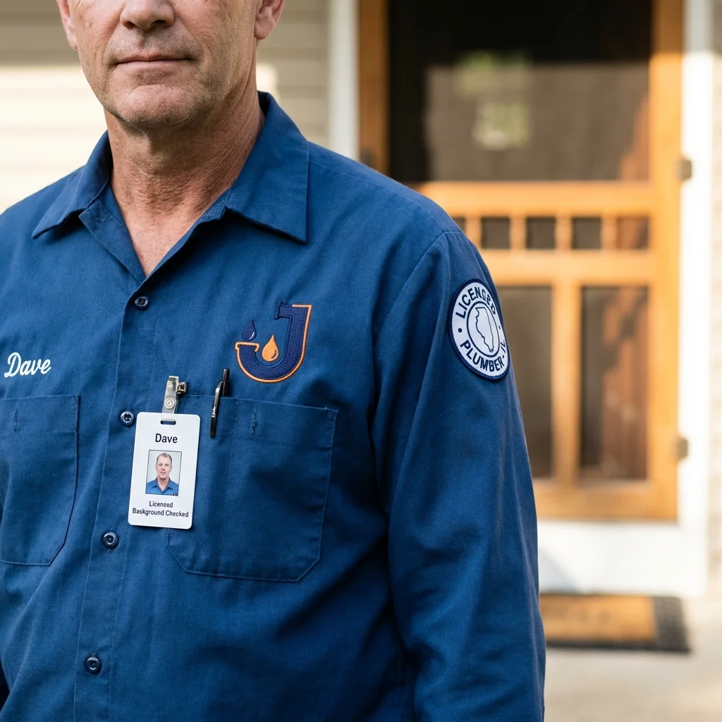 Licensed plumber showing ID badge in Pennsville, NJ