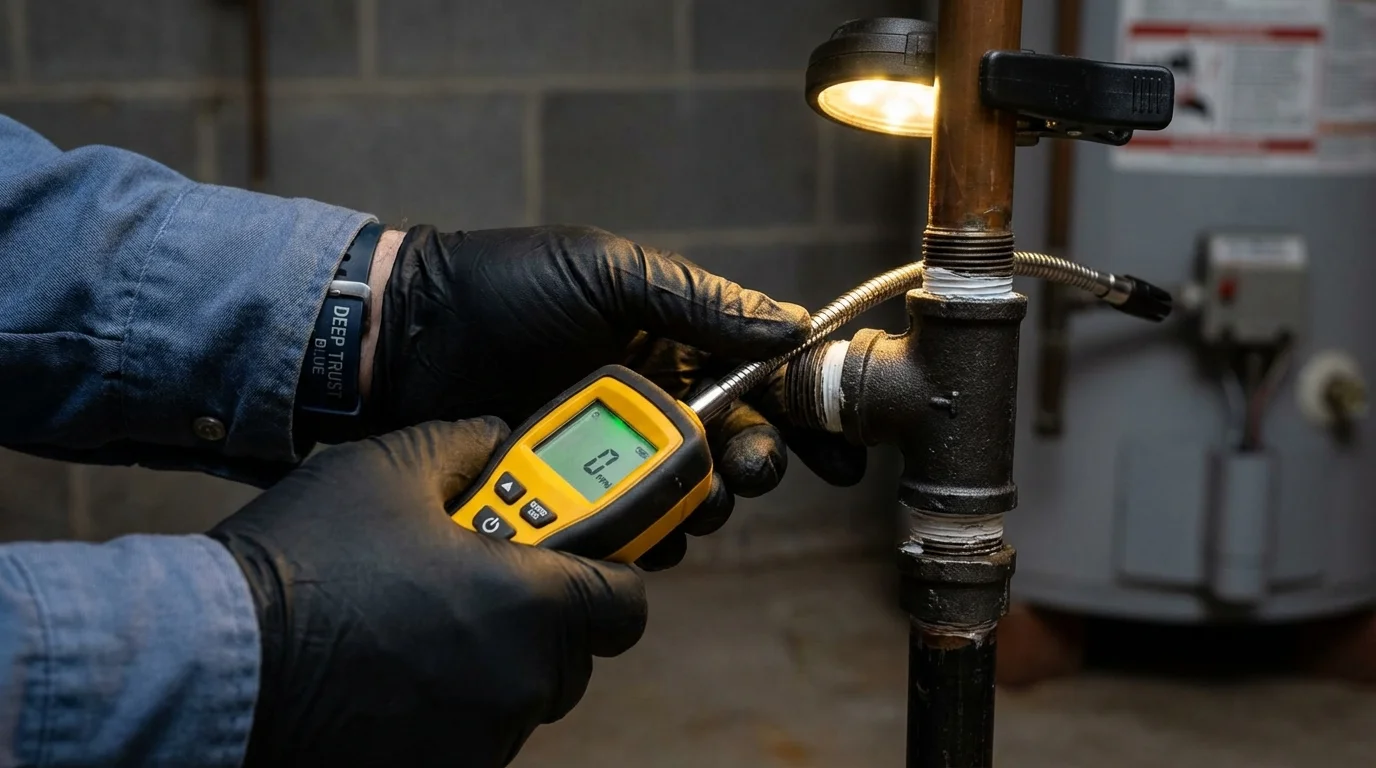 Gas leak detection with electronic sniffer by Johns Plumbing LLC in Pennsville