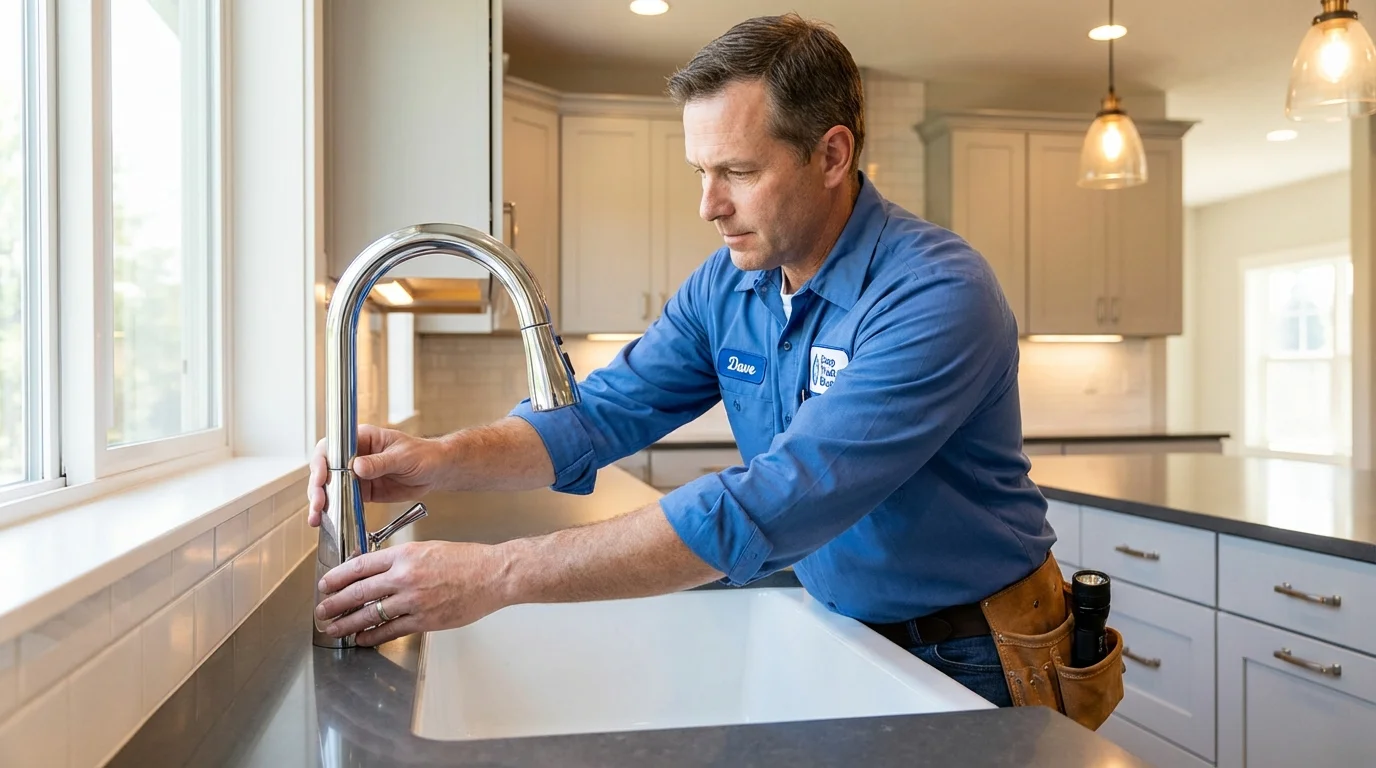 Kitchen faucet installation by Johns Plumbing LLC in Pennsville