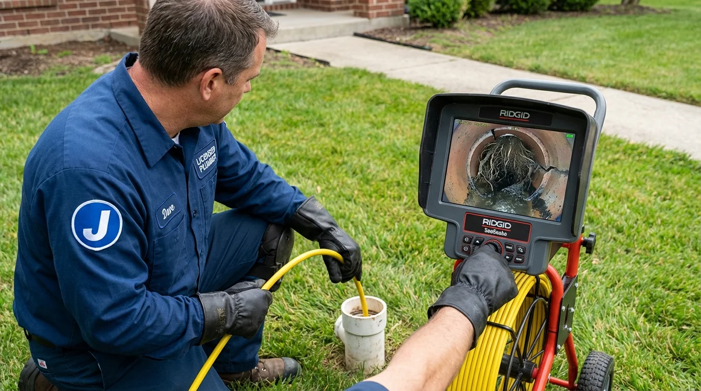 Sewer camera inspection being performed by Johns Plumbing LLC in Pennsville